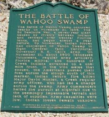 By Mike Stroud 2011, The Battle of Wahoo Swamp Marker