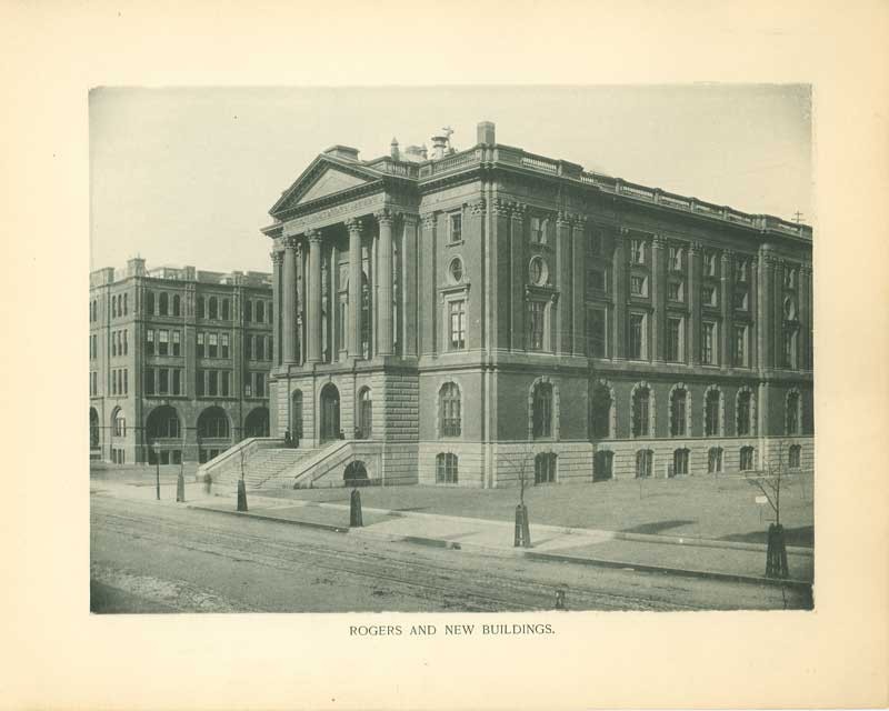 View of the William Barton Rogers Building (foreground), Walker Building (background).