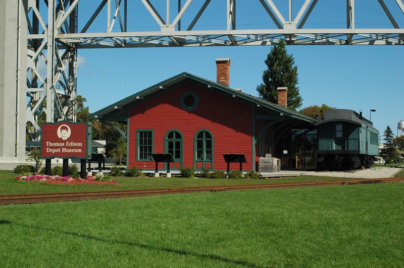 The train depot that is now the museum where Thomas Edison worked out of as a reporter.