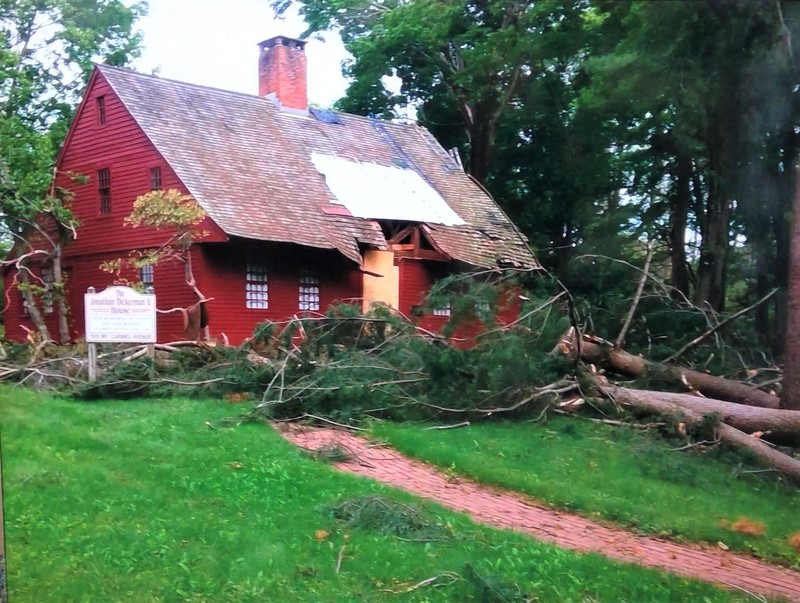 Following a major storm in May 2018, repairs to the Dickerman House are underway. 