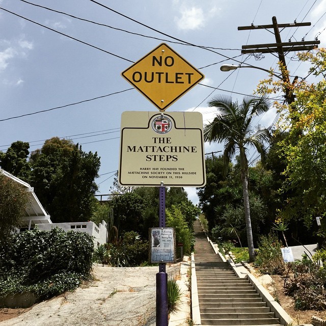 The Mattachine Steps marker placed by the City of Los Angeles in 2012