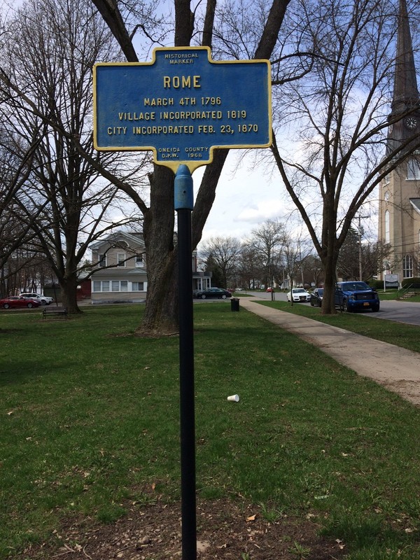 Marker looking west at the intersection of N. James and W. Court St.