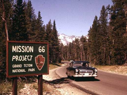 Mission 66 addressed nationwide problems with Park infrastructure, including roads, park housing, visitor centers, picnic areas, and trails. National Park Service photo.