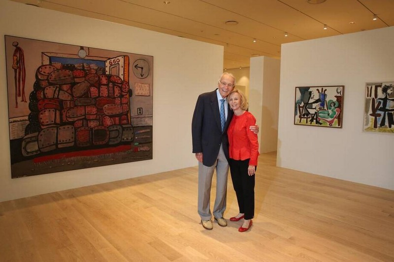 Norman and Irma Braman stand in a third floor exhibit at the brand new Institute for Contemporary Art. 