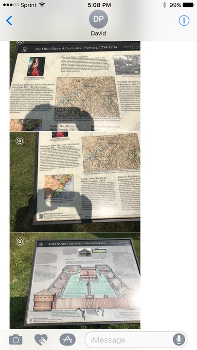 Top picture is information about George Washington looking at the land around what was to be Fort Randolph.
Middle picture is information on the Fort itself
Bottom pictures is a drawing of the inside of the Fort and the way it is laid out.