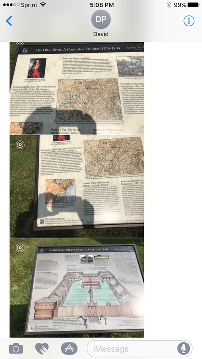 Top picture is information about George Washington looking at the land around what was to be Fort Randolph.
Middle picture is information on the Fort itself
Bottom pictures is a drawing of the inside of the Fort and the way it is laid out. 