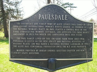 Photograph of historical marker at Paulsdale. 