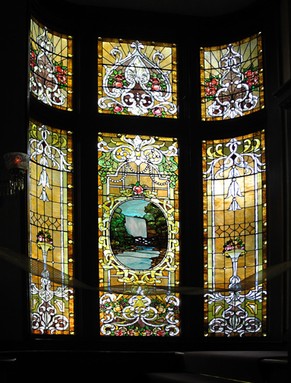 Stained glass windows in the Peck-Wilson House, Palo Alto, CA.