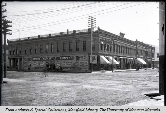 Exterior shot of the Missoula mercantile circa 1980. Image courtesy of mtmemory.org