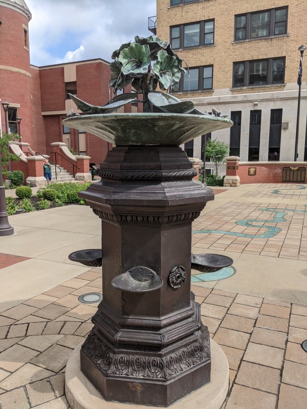 Restored fountain in the plaza