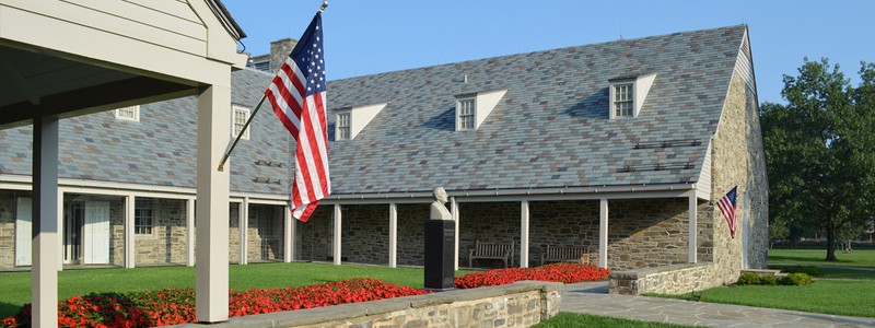 The front entrance of the FDR Library 