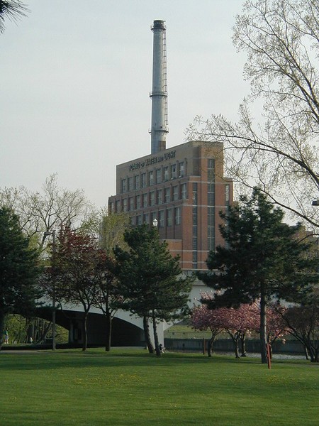 The plant as it appeared before conversion to the Accident Fund's headquarters.  Photo: Wikimedia Commons