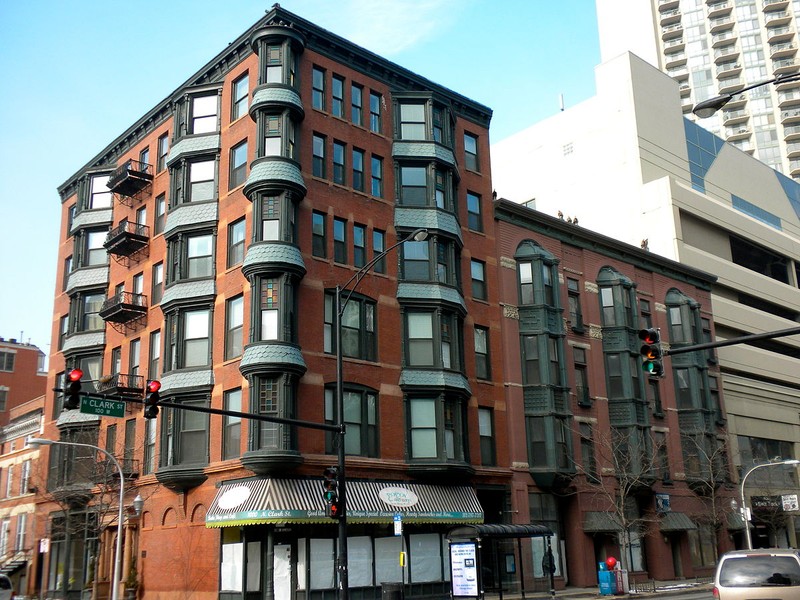 Burlingham Building, corner of Clark and Oak streets in Chicago. 