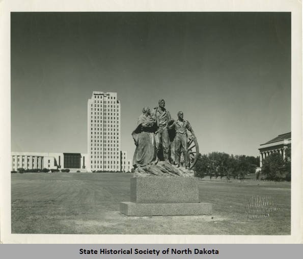 Historic photograph of monument by L. W. Naegle (circa 1946-1960). Alexander G. Burr Papers, Mss 10121, State Historical Society of North Dakota.