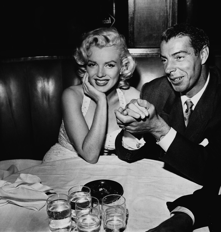 Marilyn Monroe and Joe DiMaggio dining at Chasen's in 1953, a few months before their marriage in January 1954