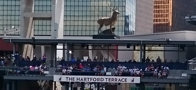 The Hartford Terrace seating area (under the stag) at Dunkin' Donuts Park.