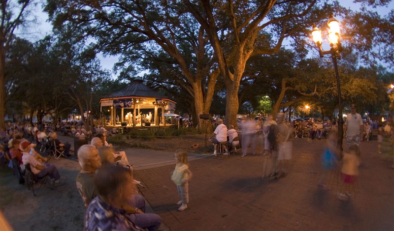 Crowd, Night, Tree, Evening