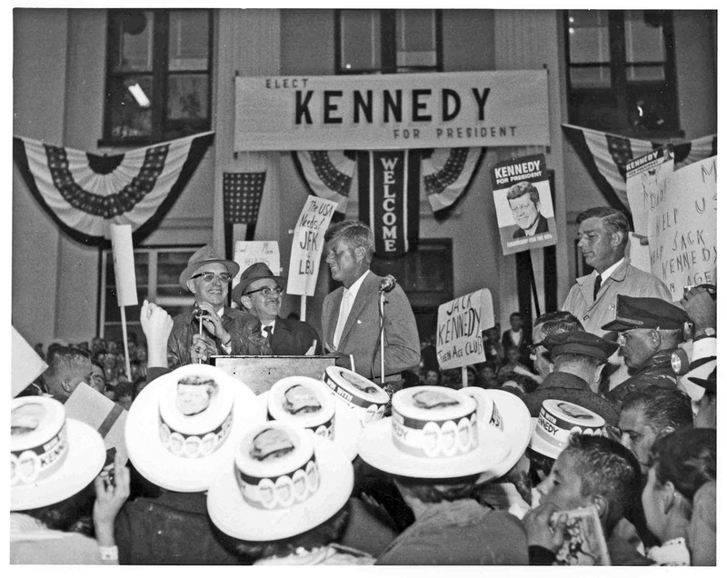 This photo was supplied by Rome Historical Society and Museum.  It shows Senator Kennedy approaching the podium to make brief remarks on his 9/30/1960 stop in Rome.