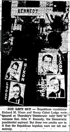This photo from the 9/30/1960 Rome Sentinel documents the presence of Nixon supporters at the rally.