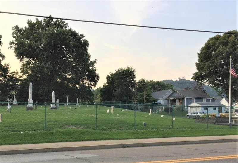 First Street Cemetery taken from the front entrance of Calvary United Methodist Church.