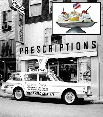 Dr. Strickler's Drug Store where the first banana split was served 
