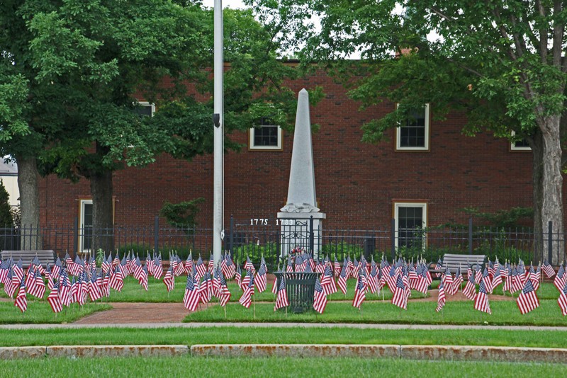 This photo, courtesy of Rome Historical Society, shows the monument as it looks in the summer months.