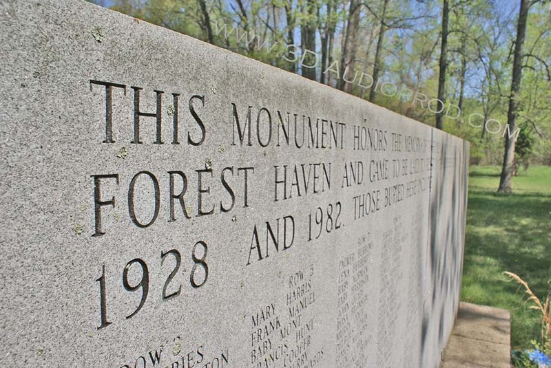 headstone at the burial ground of many victims from Forest Haven Asylum