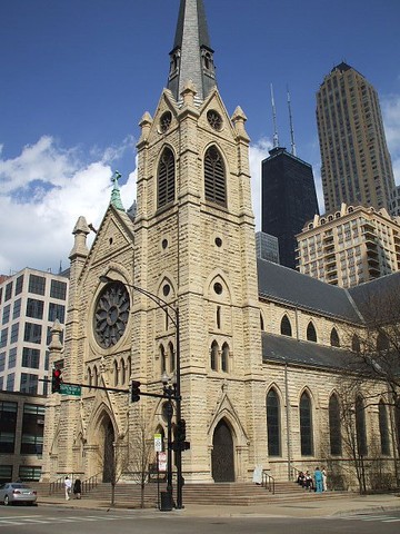 Holy Name Cathedral, located on State Street in Chicago