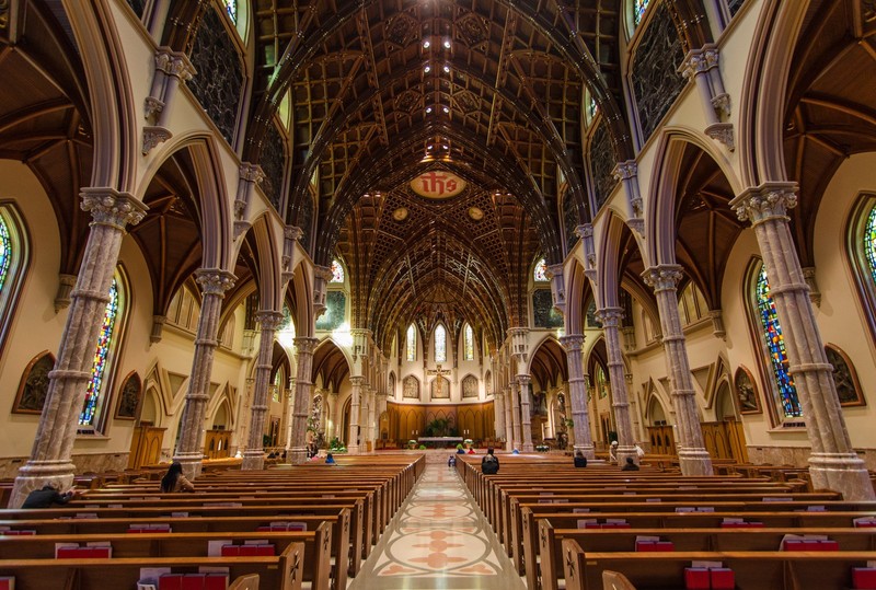 Holy Name Cathedral, looking towards the front of the church.