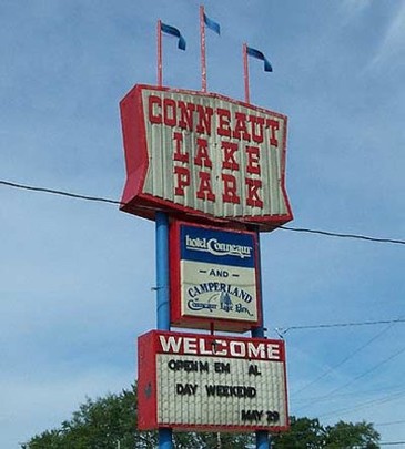 The Conneaut Lake Park sign visitors see as they visit the park.