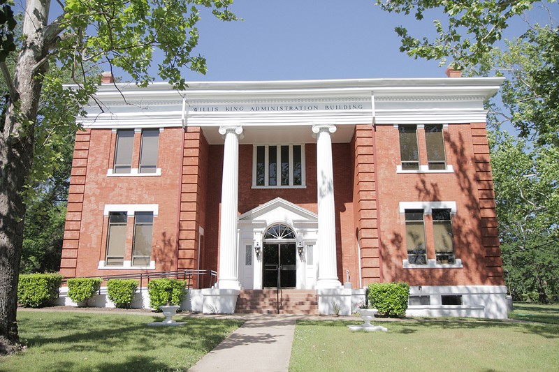 Originally the Carnegie Library, the Willis King Administrative Building was refurbished to contain the offices for the President, Executive Vice President, Vice President for Business and Finance, Human Resources and Sponsored Programs.