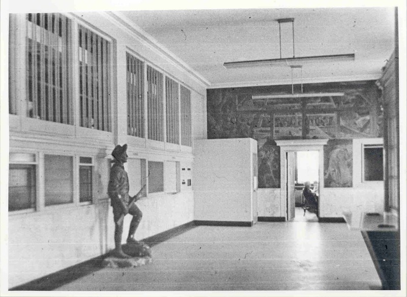 This is a photo, courtesy of Rome Historical Society, of the mural in its City Hall surroundings circa the mid-1900s.  The environs have changed over the years.