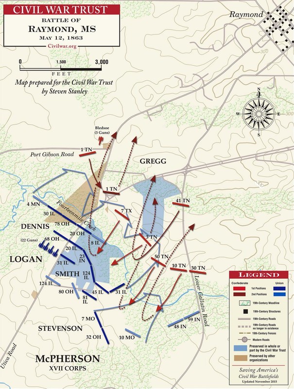 Map of Battle of Raymond, Mississippi