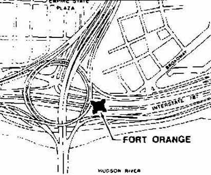 The Fort was near the modern-day junction of I-787 and U.S. routes 9 and 20