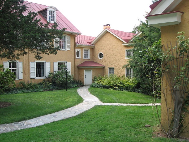 A rear view of the mansion and grounds.
