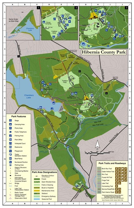 A map of the 990-acre Hibernia Park.