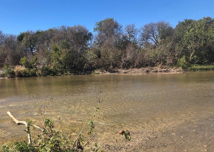 Flowing water at the lower McKinney Falls.