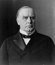 William McKinley. McKinley was the President of the United States at the time that the Maine was destroyed and consequently made the decision to enter conflict with Spain as a result.