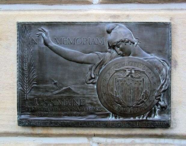 This plaque is made from metal that was recovered from the USS Maine and was dedicated in Steubenville in 1913
