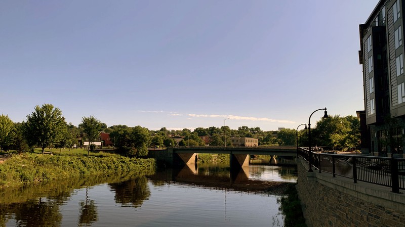 Looking up the Eau Claire River from the confluence (2020)