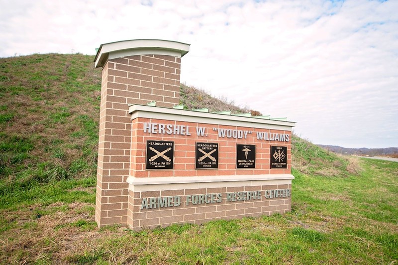 Sign outside the Armed Forces Reserve Center.