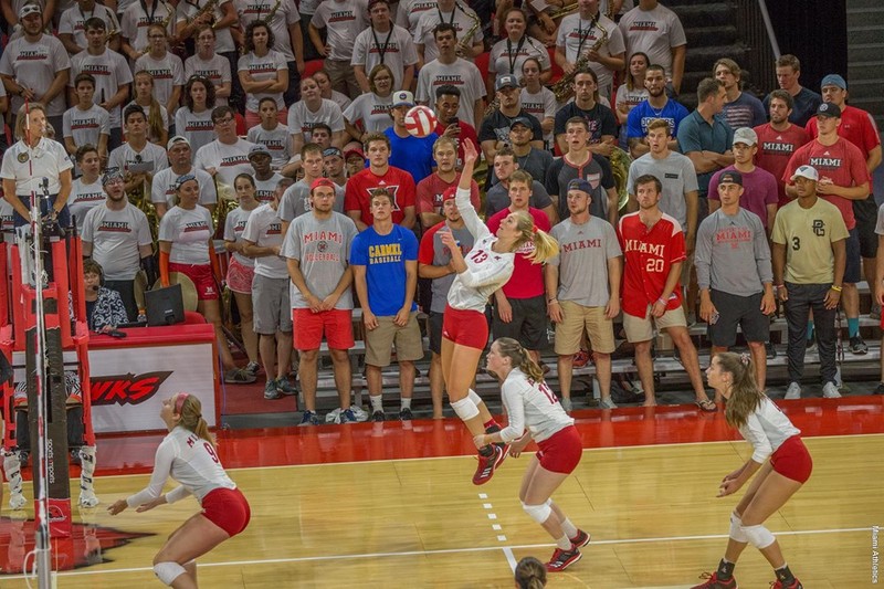 Women's volleyball in game action 