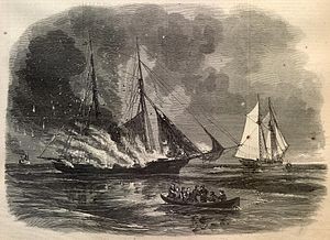 Newspaper Drawing of The Battle of Portland Harbor.