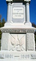 South face of the memorial representing the Infantry emblem.