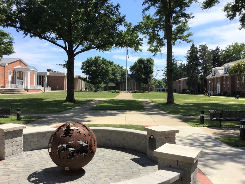 View of the Hall of Fine Arts across the "Quad" from Main Hall. (Photo courtesy of Susan Jones)