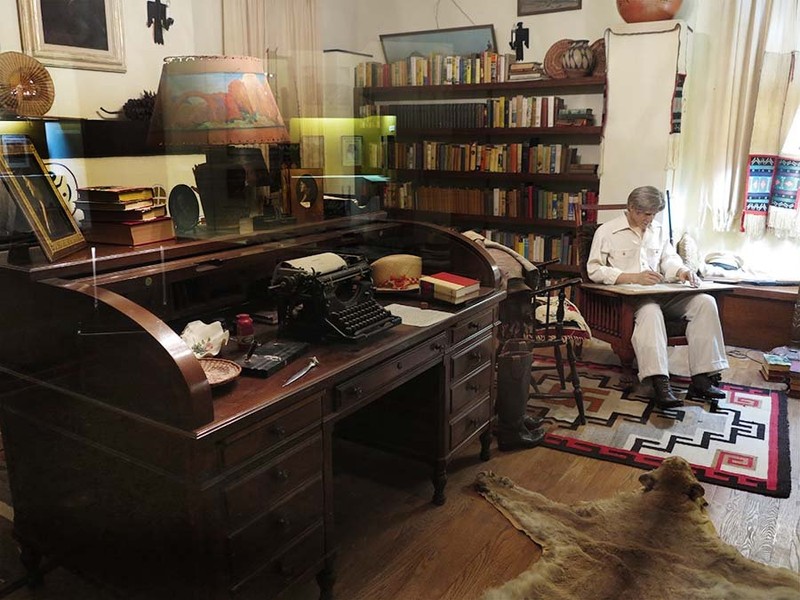 A replica of Zane Grey's study which includes a replica of Zane Grey.