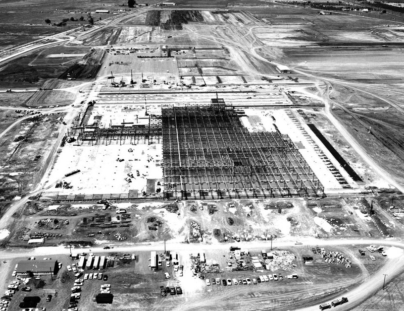 An aerial of the plant still under construction. The massive facility was capable of producing over 1,000 cars a day.