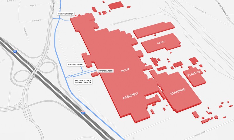 A current map of Tesla's facility. 