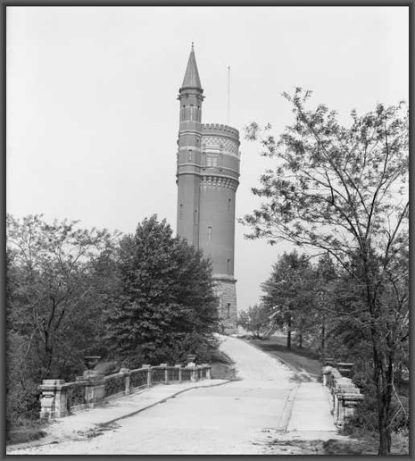 This photo features the standpipe's copper spire which was removed in 1943.
