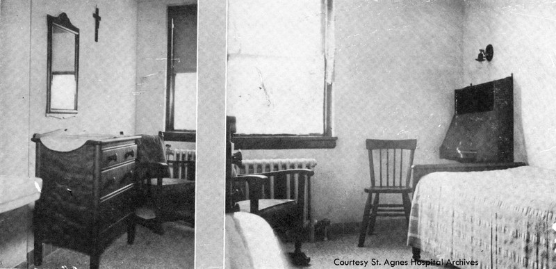 Student dorm rooms at St. Agnes School of Nursing, c. 1931.